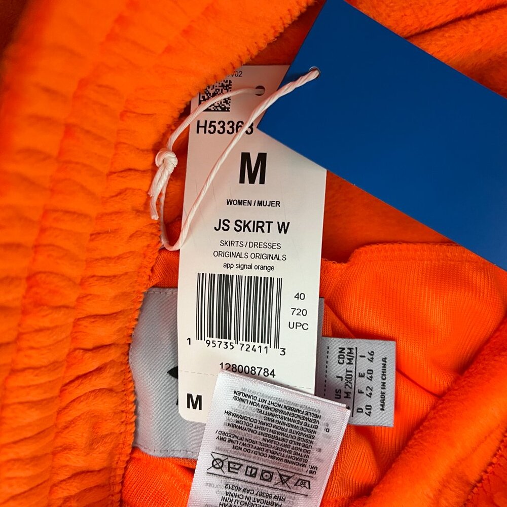 ADIDAS X Jeremy Scott Velour Mini Skirt Orange Y2K Collab Sz M - Picture 10 of 12